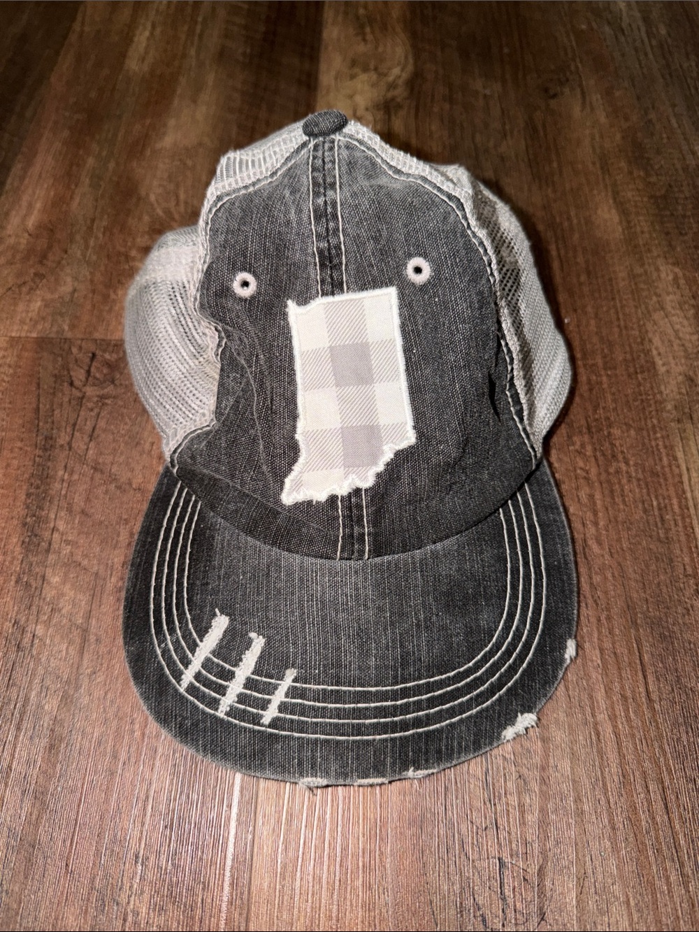 Indiana State Logo Baseball Hat Womens OSFM Gray Acid Wash Strapback Cap